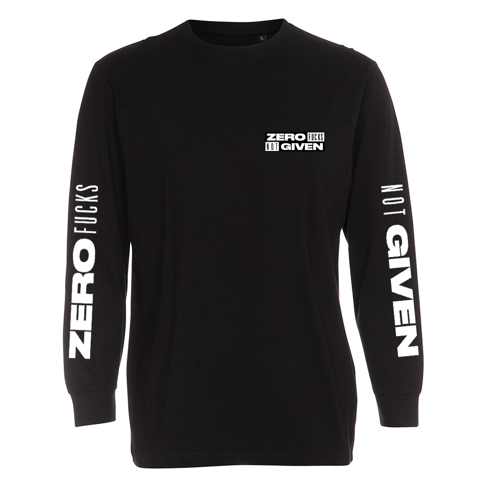 AIKUISET - Longsleeve - Zero Fucks Not Given - Musta