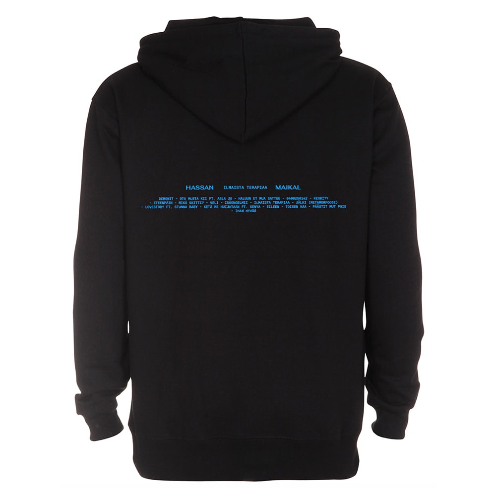 Hassan Maikal - Ilmaista Terapiaa Huppari, musta, selkäprintti