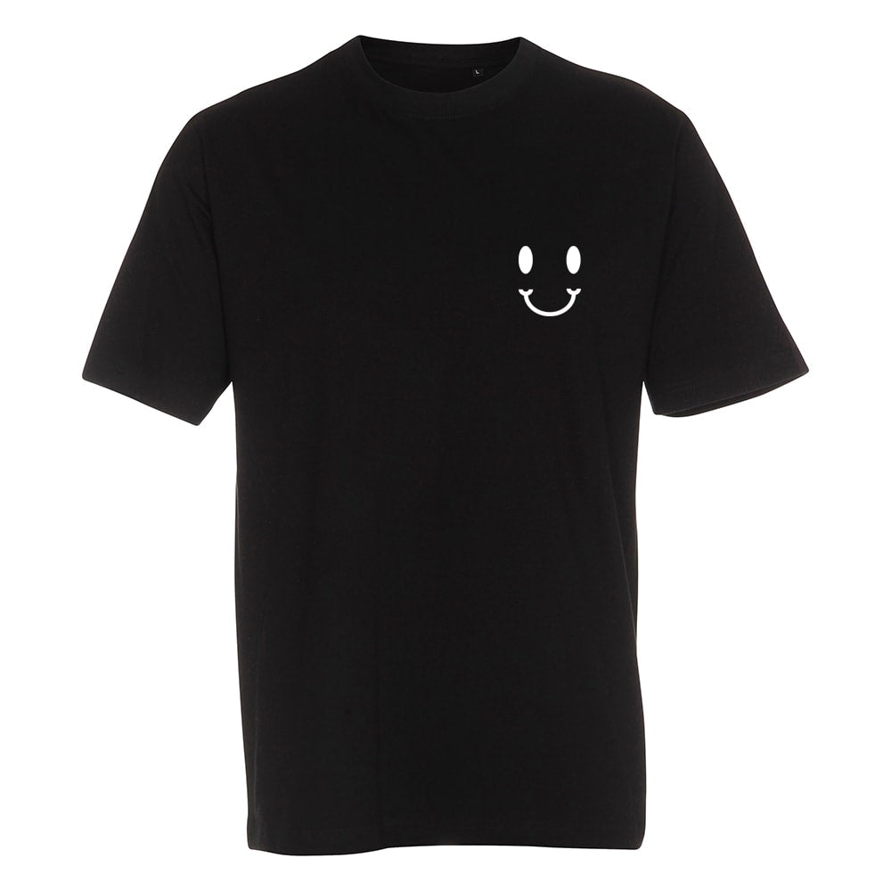 Kerhotalo Smiley T-paita (black), rinta, valkoinen
