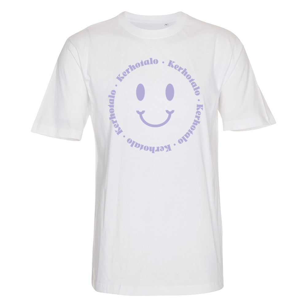 Kerhotalo Smiley T-paita (white), rinta, lila