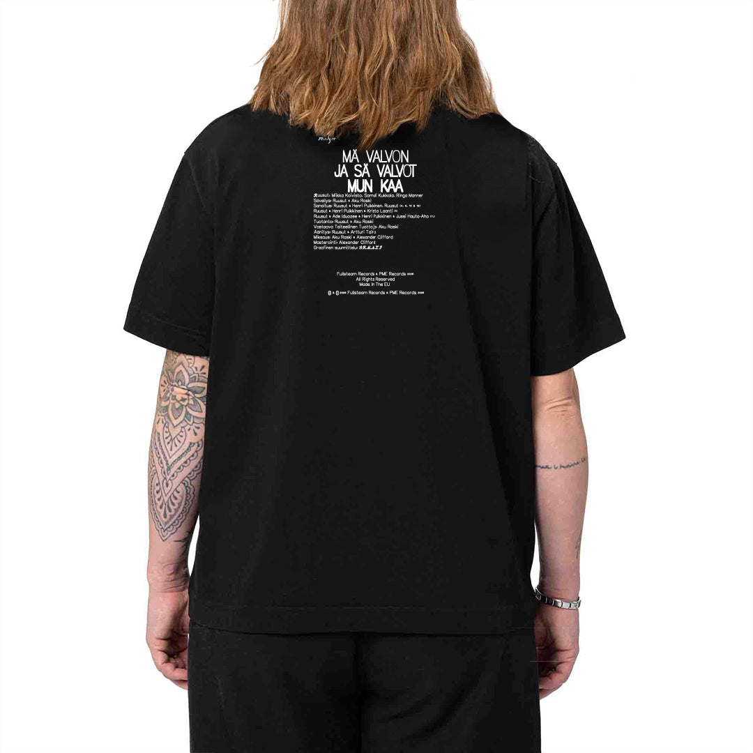 Ruusut - T-Paita - Mä valvon ja sä valvot mun kaa 3/4 - Musta