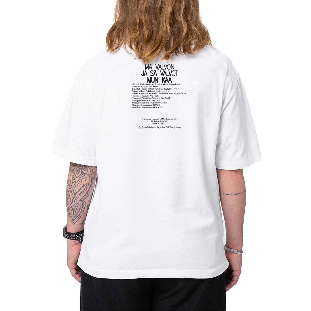 Ruusut - T-Paita - Mä valvon ja sä valvot mun kaa 3/4 - Valkoinen