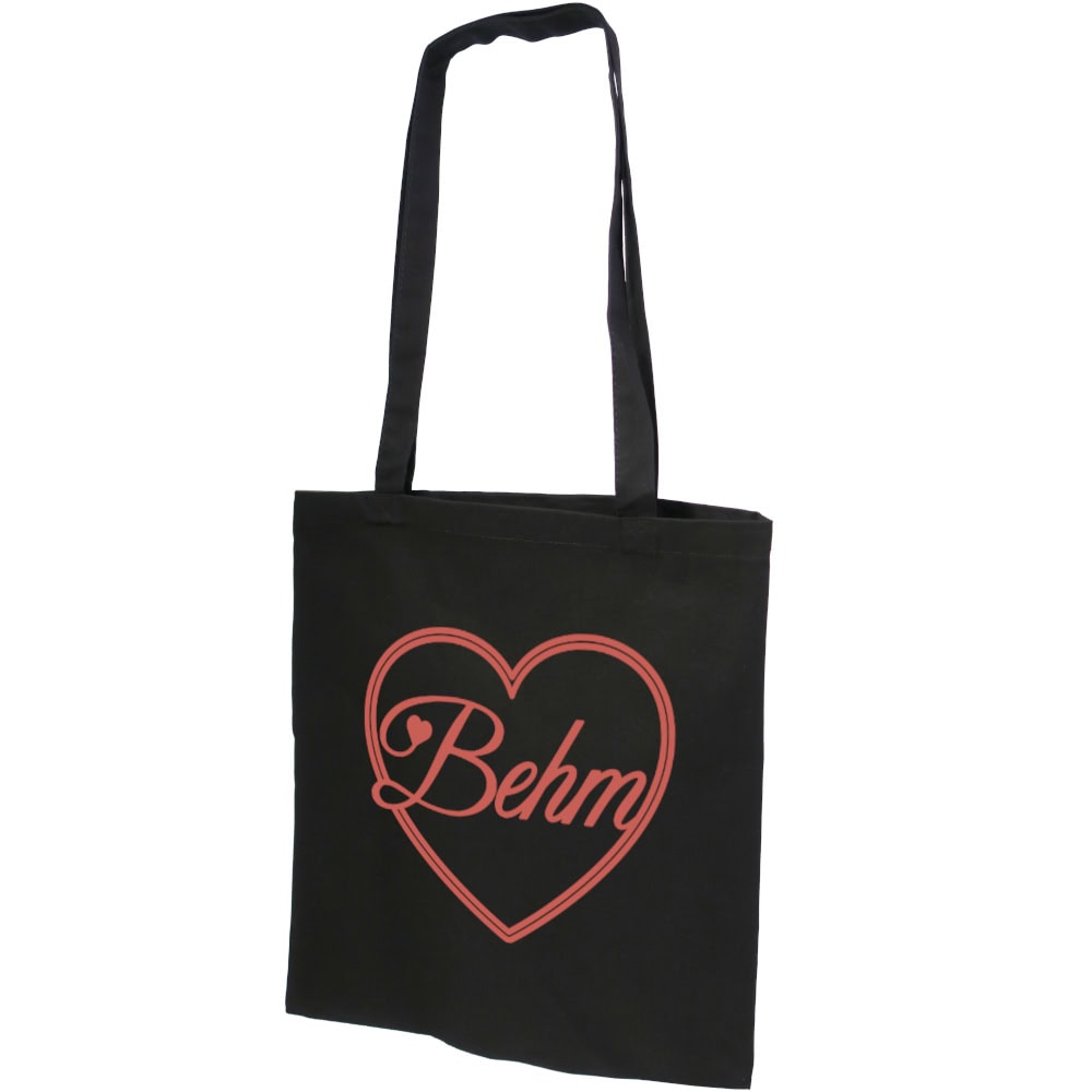 BEHM - Kangaskassi - Sydän Logo - Musta