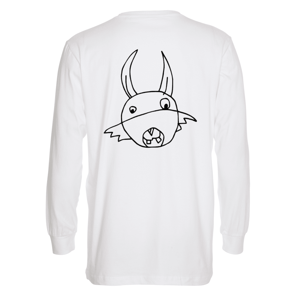 Valkoinen Spamned Paavo Pupu longsleeve